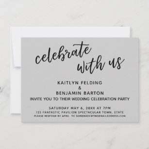 Celebrate with Us Casual Wedding Reception Grey Invitation