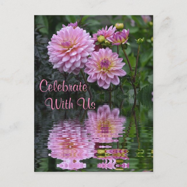 "Celebrate With Us" Dahlia Invitation Postcard (Front)