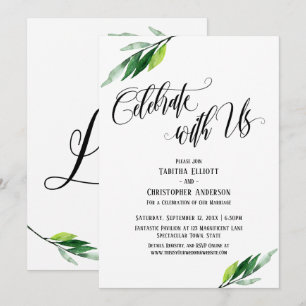 Celebrate with Us Elaborate Script and Greenery Invitation