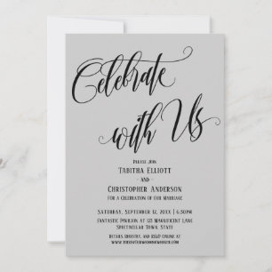 Celebrate with Us Elaborate Script Grey Invitation