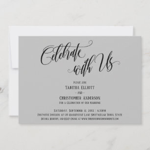 Celebrate with Us Elaborate Script Light Grey Invitation