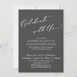 Celebrate with Us Elegant Dark Grey Reception Only Invitation