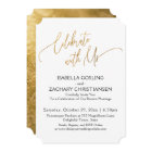 Celebrate with Us Elegant Gold Handwriting Party