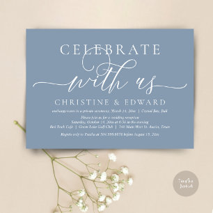 Celebrate with us, Elopement Party, Dusty Blue Invitation