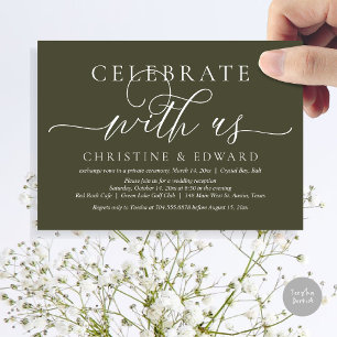 Celebrate with us, Elopement Party, Sage Green Invitation