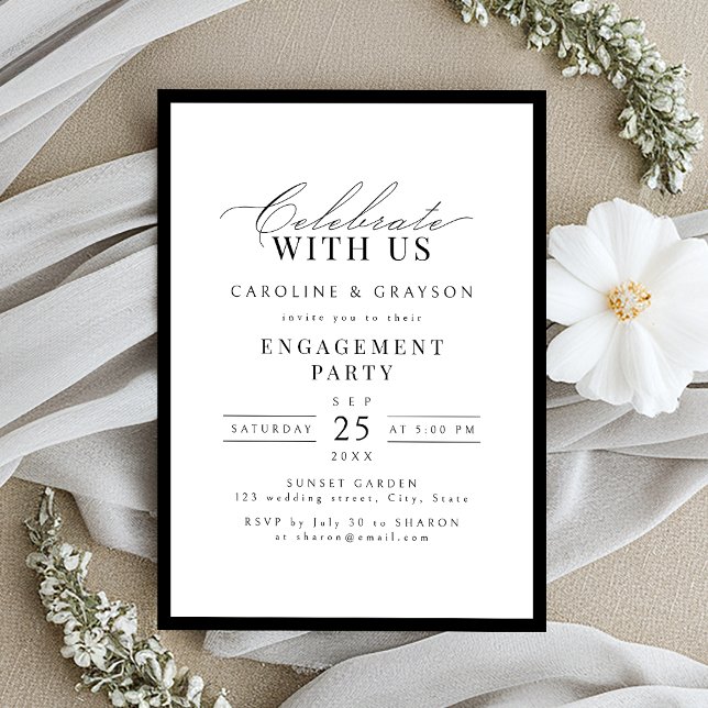Celebrate With Us! Graceful Typography Engagement  Invitation (Celebrate With Us! Graceful Typography Engagement Invitation)