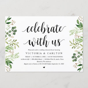 Celebrate with us, Greenery, Rehearsal Dinner Invitation