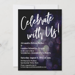 Celebrate With Us! Handwriting Grunge Bokeh Invitation