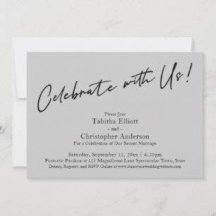 Celebrate with Us Handwriting Simple Light Grey Invitation