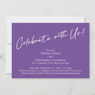 Celebrate with Us Handwriting Simple Purple Invitation