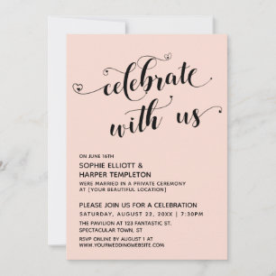 Celebrate with Us Hearts Blush Pink Reception-Only Invitation