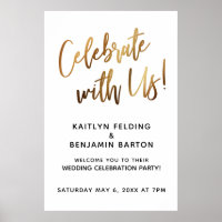 Celebrate With Us! Minimal Gold Handwriting Event