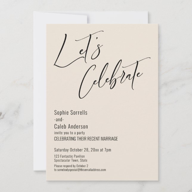 Celebrate with Us! Modern Cream Reception Invitation (Front)