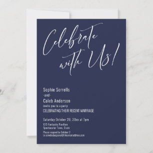 Celebrate with Us! Modern Elegant Navy Reception Invitation