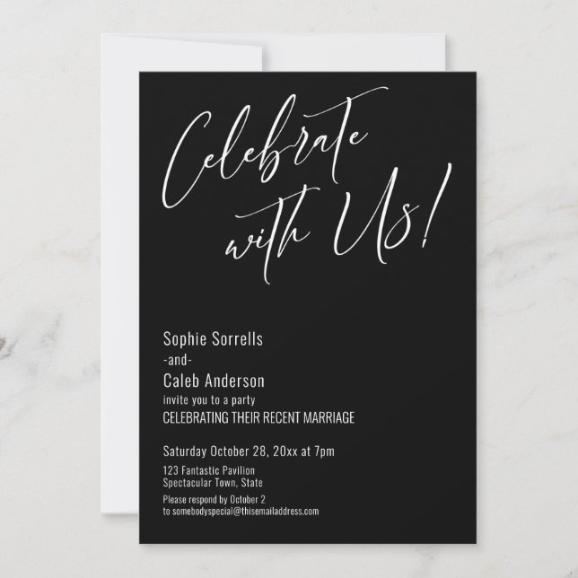 Celebrate with Us! Modern Elegant Wedding Party Invitation (Front)