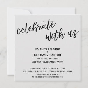Celebrate with Us Modern Grey Wedding Reception Invitation