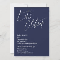 Celebrate with Us! Modern Navy Blue Wedding Party 