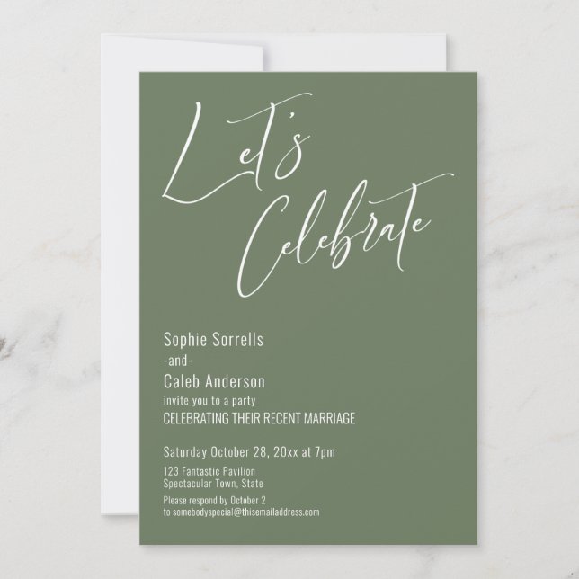Celebrate with Us Modern Olive Green Wedding Party Invitation (Front)
