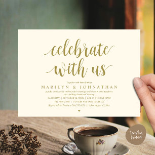 Celebrate with us, Modern Wedding Elopement Dinner Invitation