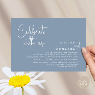Celebrate with us, Modern Wedding Elopement Dinner Invitation