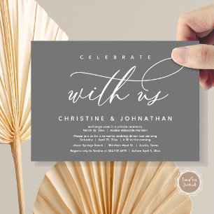 Celebrate with us, Modern Wedding Elopement Dinner Invitation