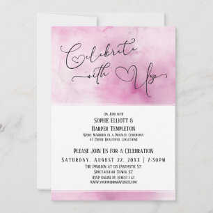 Celebrate with Us Pink White Watercolor Reception Invitation