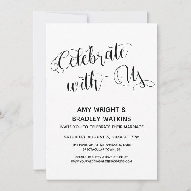 "Celebrate with Us" Post-Wedding Reception Only Invitation (Front)