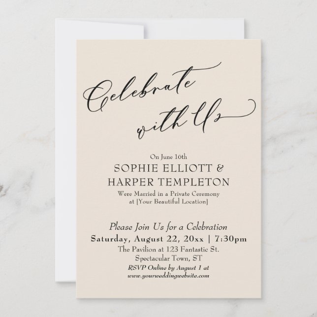 Celebrate with Us Pretty Cream Reception Only Invitation (Front)
