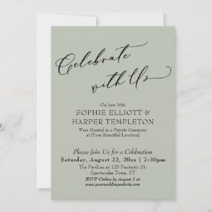 Celebrate with Us Pretty Sage Green Reception Only Invitation