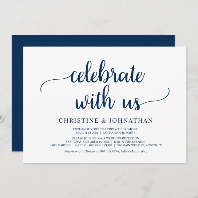 Celebrate with us, Rustic Wedding Elopement Party  Invitation (Front/Back)