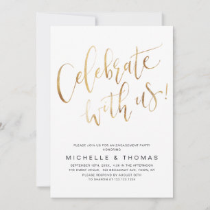Celebrate With Us Script Gold Modern Simple Invitation