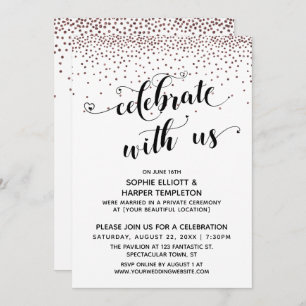 Celebrate with Us Script Rose Gold Confetti Invitation