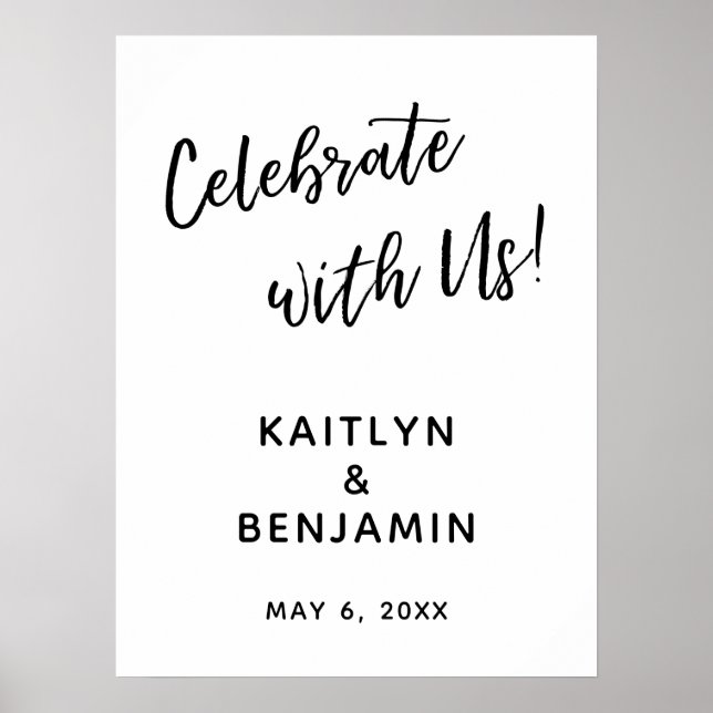 Celebrate with Us! Simple Typography Wedding Sign (Front)
