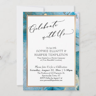 Celebrate with Us Teal & Gold Ink Reception Only Invitation