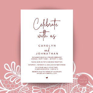 Celebrate with us, Wedding Elopement Burgundy Wine Invitation