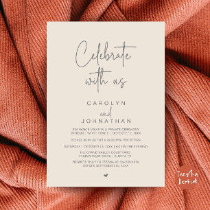 Celebrate with us, Wedding Elopement Cream Grey Invitation
