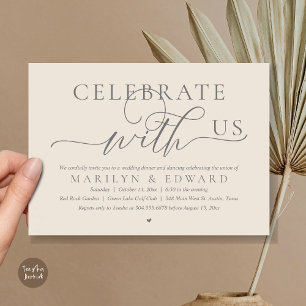 Celebrate with us, Wedding Elopement Dinner Invitation