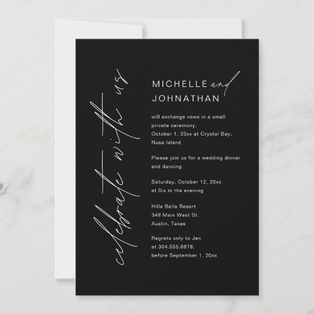 Celebrate with us, Wedding Elopement Dinner Party Invitation (Front)