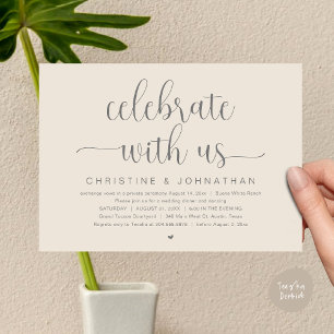 Celebrate with us, Wedding Elopement Dinner Party Invitation