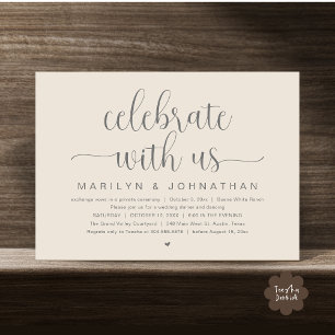 Celebrate with us, Wedding Elopement Dinner Party Invitation