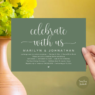 Celebrate with us, Wedding Elopement Dinner Party Invitation