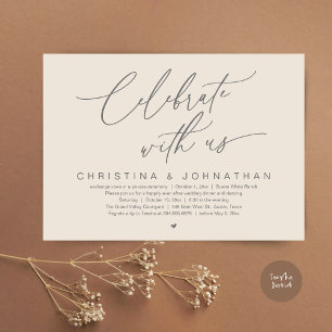 Celebrate With Us Wedding Elopement Dinner Party  Invitation