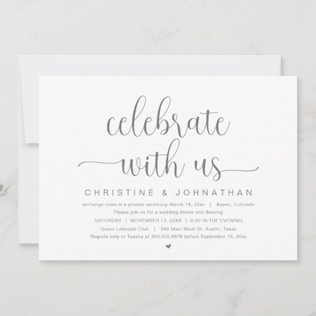 Celebrate with us, Wedding Elopement Dinner Party Invitation (Front)