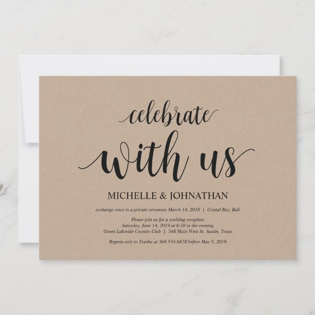 Celebrate with us, Wedding Elopement Invites (Front)