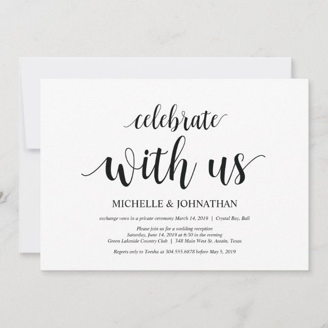 Celebrate with us, Wedding Elopement Invites (Front)