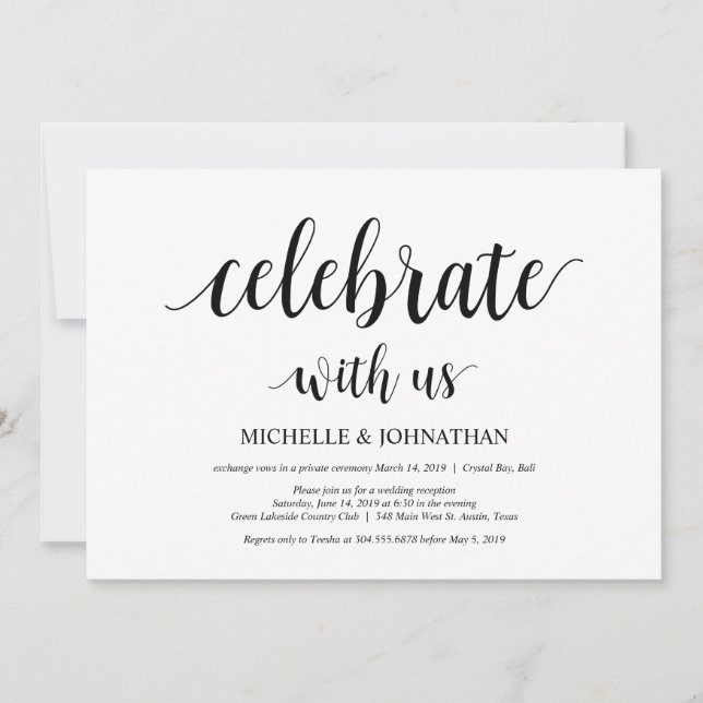 Celebrate with us, Wedding Elopement invites (Front)