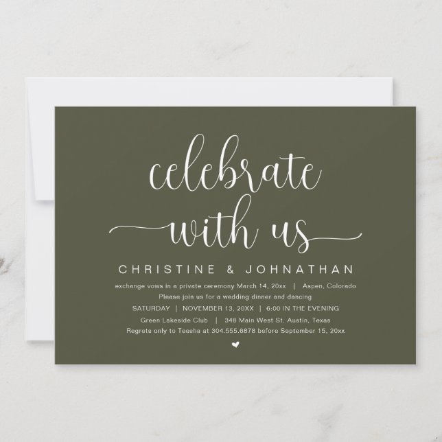Celebrate with us, Wedding Elopement Party Invitat Invitation (Front)