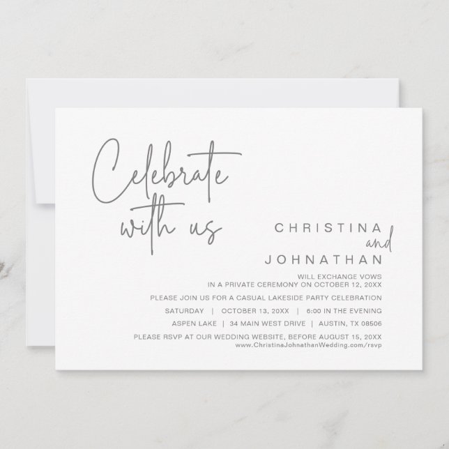 Celebrate with us, Wedding Elopement Party Invitat Invitation (Front)