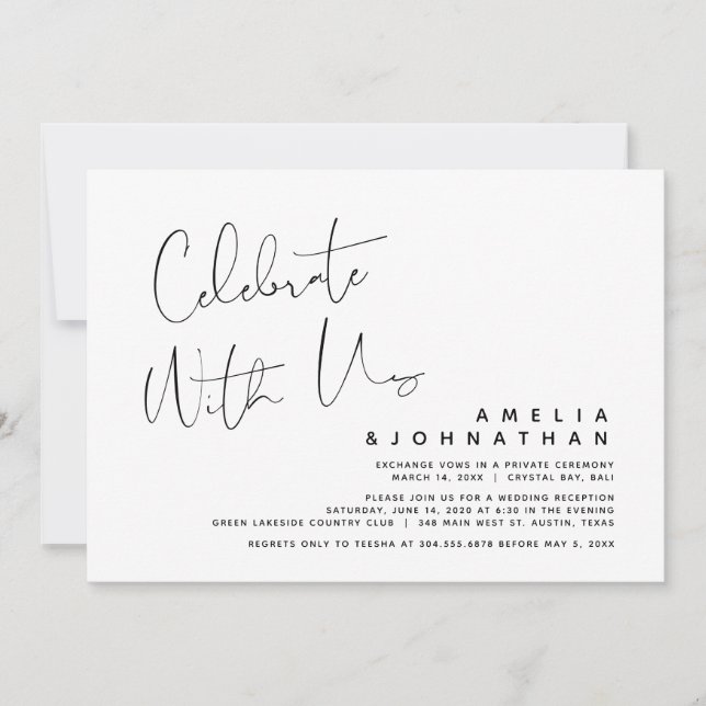 Celebrate with us, Wedding Elopement Party Invitat Invitation (Front)