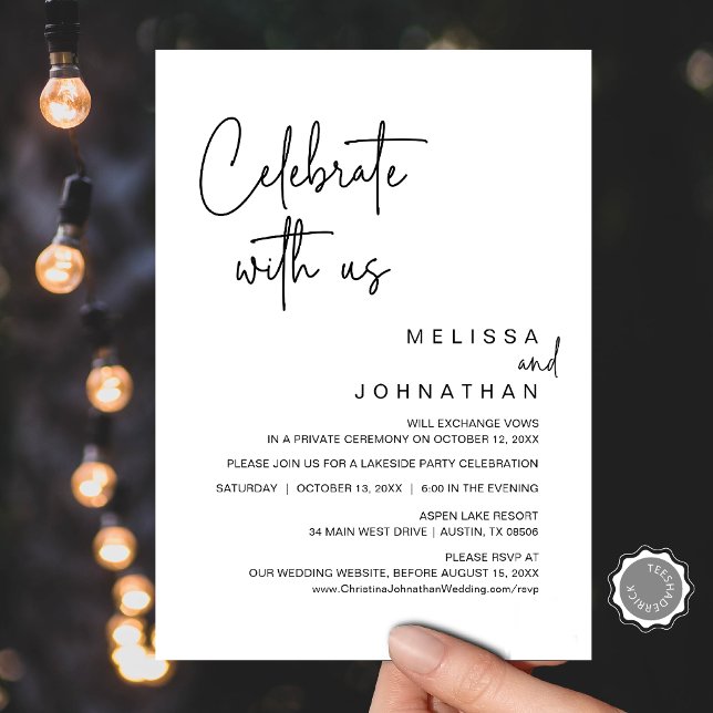 Celebrate with us, Wedding Elopement Party Invitat Invitation (Celebrate with us, Wedding Elopement Dinner Party Invitation, Digital Downloadable)